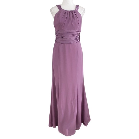 DAVID'S BRIDAL PURPLE CHIFFON SATIN BALL PROM EVENING GOWN DRESS - 6 - Picture 1 of 9